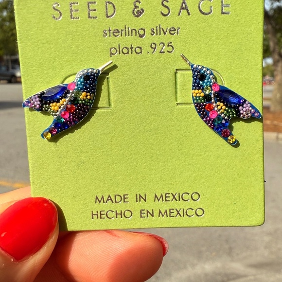 Seed & Sage Sterling Silver Hummingbird Earrings - Picture 3 of 5